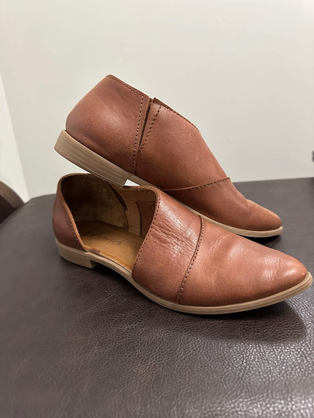 Sz 38 Bueno Blake Cognac Leather Slip- On Loafers. Worn a couple of times